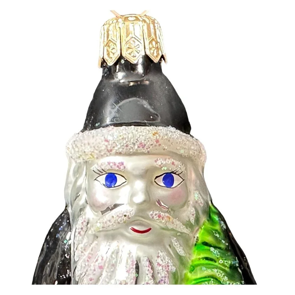 Christopher Radko Santa Claus Ornament Elfin Evening Black‎ Coat with Tree